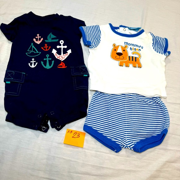 NB 0-3 Months Carters blue -navy, nautical sailor  onesie + vintage Carters set, - Picture 1 of 8